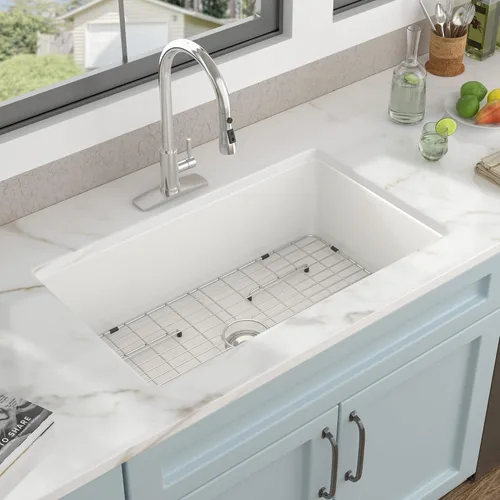 Vista 16 de Lavandería blanca de 24 "x18" Lavabo de porcelana de cerámica de Blanco