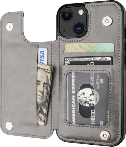 Vista 9 de ONETOP - Funda tipo cartera con tarjetero para iPhone 13, color negro Kickstand,ID/Cash Holder,Case Wallet with Card Slots,Double Magnetic