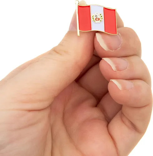 Vista 4 de Perú - Pin de solapa esmaltado de metal hecho de metal para recuerdo, para hombres y mujeres, patriótico peruano