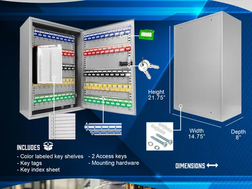 Vista 2 de BARSKA Caja ajustable de 300 llaves con cerradura de combinación, color gris