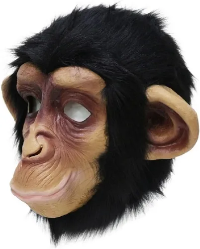 Vista 7 de Máscara de chimpancé, máscara de látex de mono, máscara de cabeza de mono gorila, máscara de cabeza de mono de Halloween, disfraz
