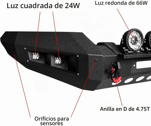 Vista 3 de Parachoques delantero y trasero de acero para Ford F150 2006-2008 con placa de cabrestante y luces (textura negra)