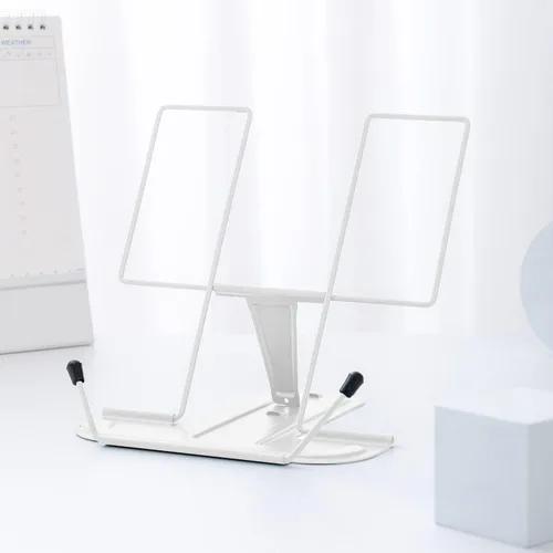Vista 23 de MSDADA - Soporte de libros de metal para escritorio, soporte ajustable para lectura, soporte portátil para libros de cocina y documentos, soporte