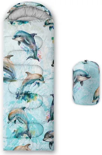Vista 14 de QOOMO Axolotl - Lindos sacos de dormir para campamento, 3 estaciones, clima cálido y fresco, ligeros, impermeables, para adultos y niños, viajes