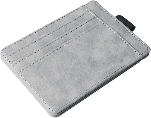 Vista 2 de Tarjetero de cuero suave para hombre, cartera de piel con múltiples tarjetas, cartera de cuero blanco y negro