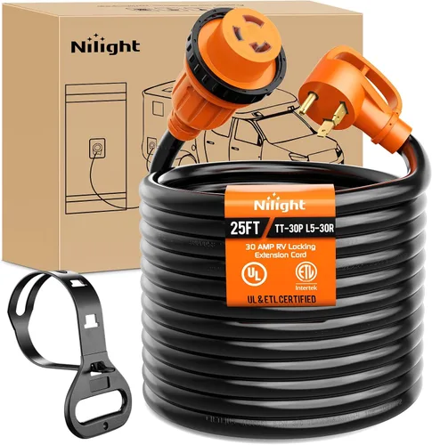 Vista 60 de Nilight Cable de Extensión para Secadora EV de 15 Pies 3 Clavijas 30 Amperios NEMA 10-30P 10-30R Cable de Extensiones Antiguas Servicio Pesado