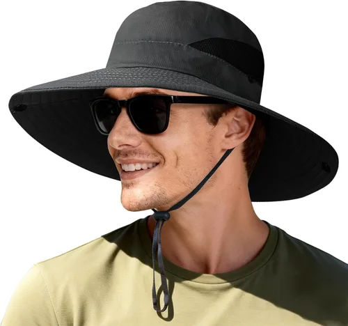 Vista 10 de NPJY Sun Bucket Hats Wide Brim Fishing Hat UPF 50+ Beige