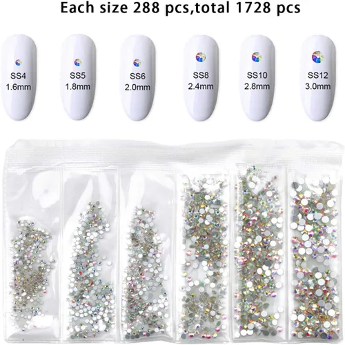 Vista 6 de 120 piezas, multi formas de piedras de imitación AB para decoración de uñas.