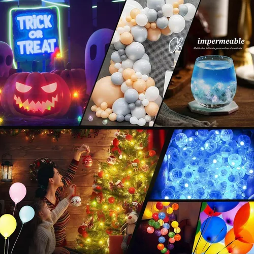 Vista 5 de Aogist 50 Piezas Luces para Globos Azules con Aro para Colgar, Mini Lámpara de Bola Redonda Pequeña Luz LED para Linternas de Papel y Vidrio