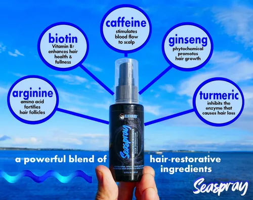 Vista 4 de Blackbeard Seaspray Hair Energizer - Suero en aerosol para hombre con biotina y cafeína, voluminizador para cabello más grueso y completo