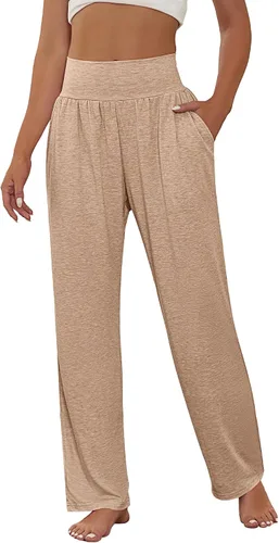 Vista 2 de Neer 3 piezas de pantalones de yoga de pierna ancha para mujer, cómodos, holgados, de cintura alta, pantalones deportivos casuales