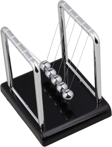 Vista 3 de Bolas de equilibrio clásicas de Newtons con base negra y bola de metal plateada para decoración del hogar y escritorio de ciencia