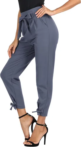Vista 3 de GRACE KARIN - Pantalón deportivo tipo lápiz para mujer, diseño informal de tiro alto para trabajo, con lazo y bolsillos