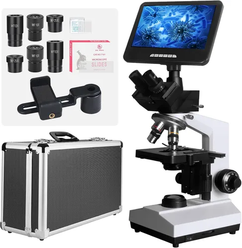Vista 7 de Infinity-Corrected Polarizing Metallurgical EPI Reflected Illumination Vabiooth Trinocular Microscope 50X-500X Mag, cámara 4K con software