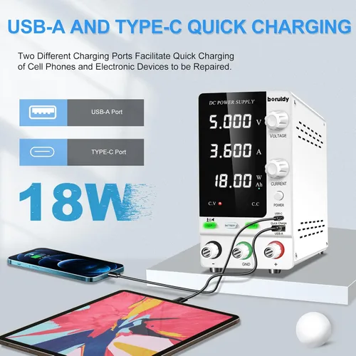 Vista 2 de Fuente de alimentación de CC variable 30V 10A, codificador de 300 W ajustable 1V ~ 24 V LiFePO4 iones de litio etc. Cargador de batería Banco