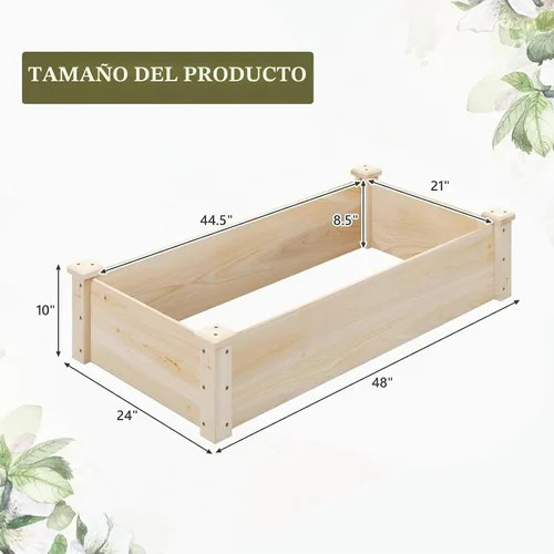 Vista 7 de Conjunto de cama de jardín elevada de madera Giantex, caja de plantación rectangular para verduras, frutas, flores, hierbas, cama de plantación