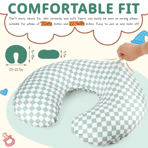 Vista 2 de FEBSNOW Paquete de 2 fundas de almohada de lactancia para bebé, fundas elásticas de algodón suave para lactancia materna, fundas extraíbles