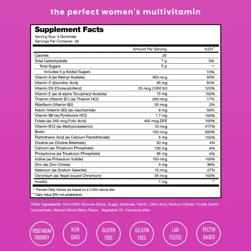 Vista 3 de NutraChamps Gomitas de biotina y gomitas multivitamínicas para mujer