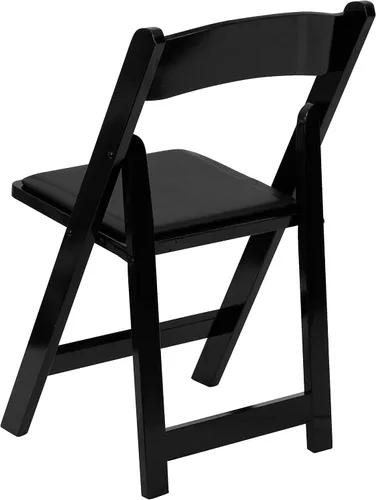 Vista 8 de BizChair Paquete de 2 sillas plegables de madera negra con asiento acolchado de vinilo