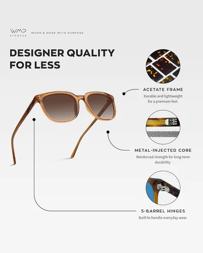 Vista 5 de WearMe Pro WMP Eyewear - Gafas de sol polarizadas clásicas retro planas cuadradas unisex