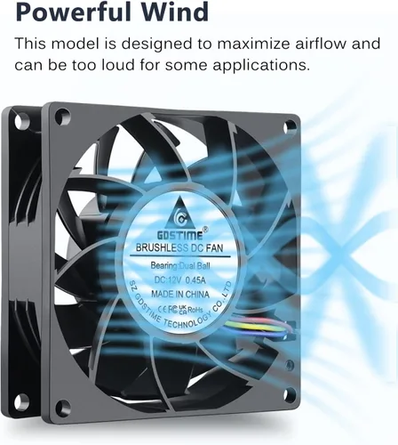 Vista 3 de GDSTIME Ventilador PWM de 3.150 in x 0.984 in de 4 pines, alta velocidad 12V 3.150x315.945 in de presión estática PC CPU Cooler Ventilador