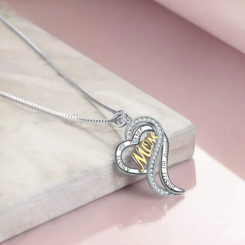 Vista 4 de Poplyke - Collar de plata de ley para mamá, abuela, hermana, hija, amiga, para mujeres, adolescentes y niñas