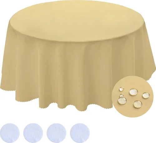 Vista 14 de BYDOLL Mantel redondo de 48 pulgadas para la parte superior de un máximo de 38 pulgadas de diámetro, color beige, lavable, al aire libre, resistente