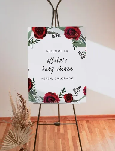 Vista 11 de Letrero de bienvenida personalizado con texto en inglés «Oh Baby Show» – Cartel de bienvenida de corona para baby shower – Póster de corona de baby