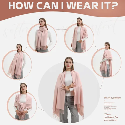 Vista 4 de Genovega Bufanda pashmina de invierno para mujer, chal para vestidos de noche, niñas, damas de vacaciones