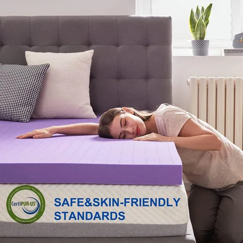 Vista 4 de SINWEEK Cubrecolchón de espuma viscoelástica de gel de 1.5 pulgadas, ventilado, suave, para aliviar la presión, almohadilla para colchón