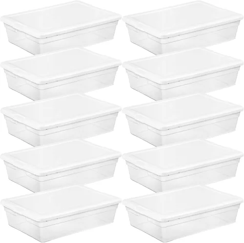 Vista 40 de Sterilite - Paquete de 12 cajas de almacenamiento apilables con tapas a presión; contenedor organizador de plástico resistente para armario, baño