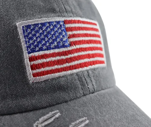 Vista 24 de Gorra de béisbol con la bandera estadounidense para mujer, divertida gorra de béisbol bordada y desgastada ajustable