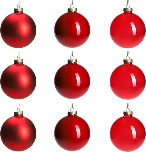 Vista 24 de DN DECONATION Adornos de Navidad de cristal negro, bolas de Navidad colgantes de 3.15 pulgadas para decoración del árbol de Navidad, juego de 9