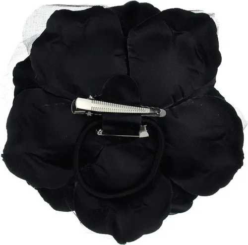 Vista 2 de Broche Multifuncional para Mujer con Flor Rosa de Pétalos Transparentes Pin Clip para Cabello
