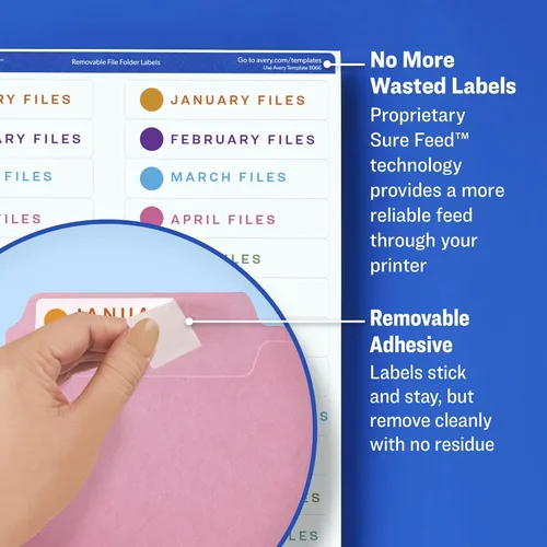 Vista 4 de Avery Removable ID Labels, Sure Feed Technology, Removable Adhesive, 3-1/3" x 4", 150 Labels (6464)
