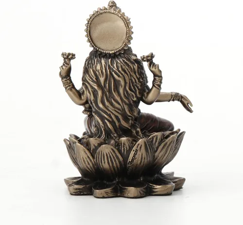 Vista 6 de Veronese Design 3 3/8" Lakshmi sentado en Lotus espiritual resina estatua pintado acabado de bronce