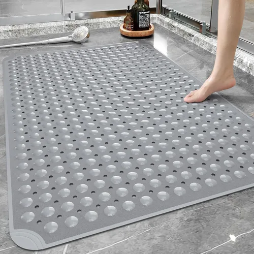 Vista 10 de Yolife Tapete de ducha extra grande, 34.3 pulgadas de largo x 23.3 pulgadas de ancho, tapete de ducha antideslizante de elastómero termoplástico