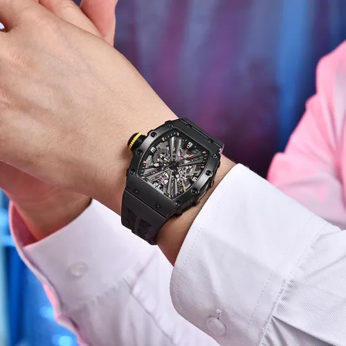 Vista 2 de LACZ DENTON Pagani Reloj de diseño para hombre, PD1738, reloj cuadrado de lujo, movimiento de cuarzo japonés, cristal de zafiro, relojes para hombre