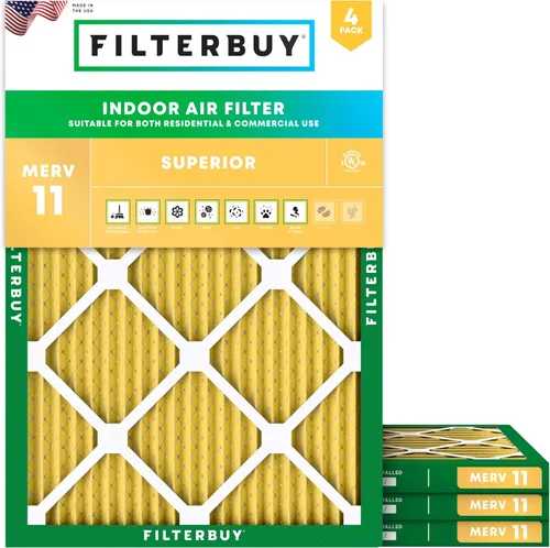 Vista 10 de Filterbuy Filtro de Aire 12x12x1 pulgadas MERV 11 Defensa Superior contra Mascotas y Alergias (Paquete de 4), Filtros de Reemplazo Electrostáticos