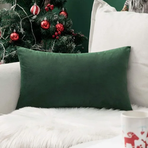 Vista 45 de MIULEE Funda de almohada de terciopelo suave, de lujo, decorativa, de Navidad, funda de cojín rectangular, decoración del hogar para sofá Verde