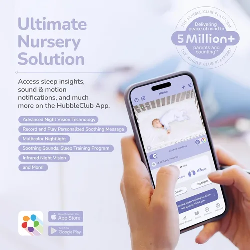 Vista 6 de Hubble Connected Nursery Pal Glow Smart Connect, monitor de bebé habilitado para Wi-Fi, vista desde teléfono inteligente compatible