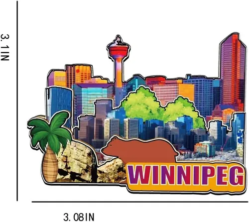 Vista 3 de Winnipeg - Imán de madera para nevera, diseño de Canadá, Canadá, Monumentos 3D, recuerdos coleccionables, decoración hecha a mano, 1906