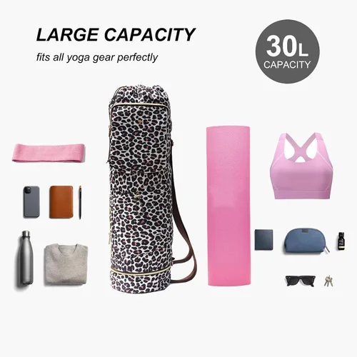 Vista 6 de ESVAN Bolsa para esterilla de yoga con múltiples bolsillos. Bolsa de transporte con cordón para esterilla de yoga, Pilates, ejercicio. Bolsa