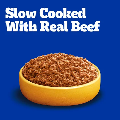 Vista 4 de Pedigree Alimento húmedo suave para perros adultos con alto contenido de proteínas, sabor a carne de res y bisonte, latas de 13.2 onzas, 12