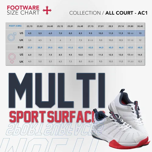 Vista 5 de Teuton AC1- All Court - Tenis deportivos versátiles para squash, tenis, pádel, pickleball, balonmano, ideal para superficies duras, canchas