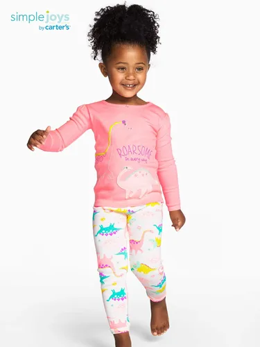 Vista 4 de Simple Joys by Carters Conjunto de pijama de algodón ajustado de 6 piezas para bebés niños pequeños y niñas