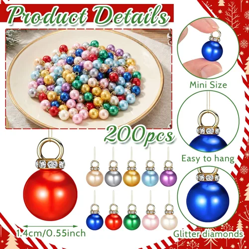Vista 2 de Halloscume 200 mini adornos navideños de color elegante