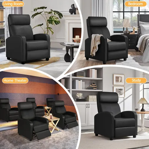 Vista 7 de Yaheetech Silla reclinable con 3 ángulos ajustables, color negro (paquete de 2)