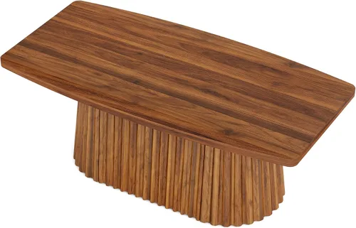 Vista 8 de LITTLE TREE Mesa auxiliar rectangular de 47.24 pulgadas con bordes cortos redondeados, mesa central de granja con base plisada y mesa grande