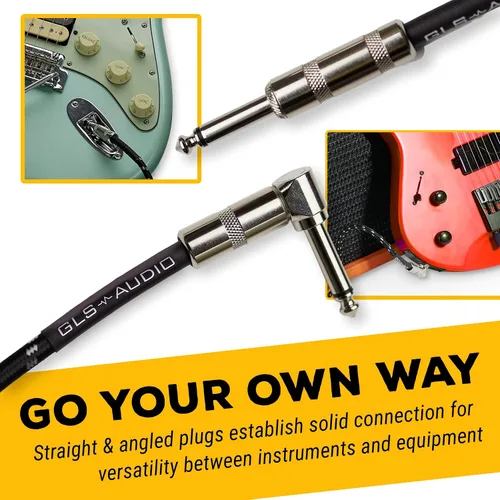 Vista 2 de GLS Audio Cable de instrumento – Cable de amplificador para bajo y guitarra eléctrica – Cable recto a recto para instrumentos de 1/4 de pulgada